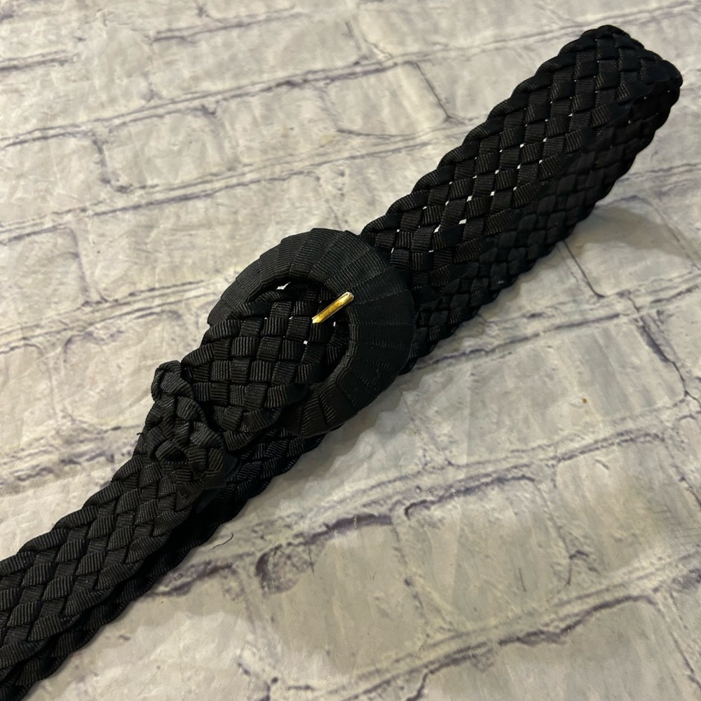 OMEGA VINTAGE BLACK WOVEN MADE IN TAIWAN WOMEN’S BELT SIZE VTG MEDIUM